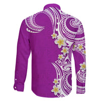 Aloha Polynesian Plumeria Flower Family Matching Puletasi and Hawaiian Shirt Purple Color LT03 - Polynesian Pride