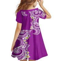 Aloha Polynesian Plumeria Flower Family Matching Short Sleeve Bodycon Dress and Hawaiian Shirt Purple Color LT03 - Polynesian Pride