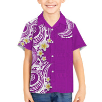 Aloha Polynesian Plumeria Flower Family Matching Short Sleeve Bodycon Dress and Hawaiian Shirt Purple Color LT03 Son's Shirt Purple - Polynesian Pride
