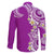 Aloha Polynesian Plumeria Flower Family Matching Tank Maxi Dress and Hawaiian Shirt Purple Color