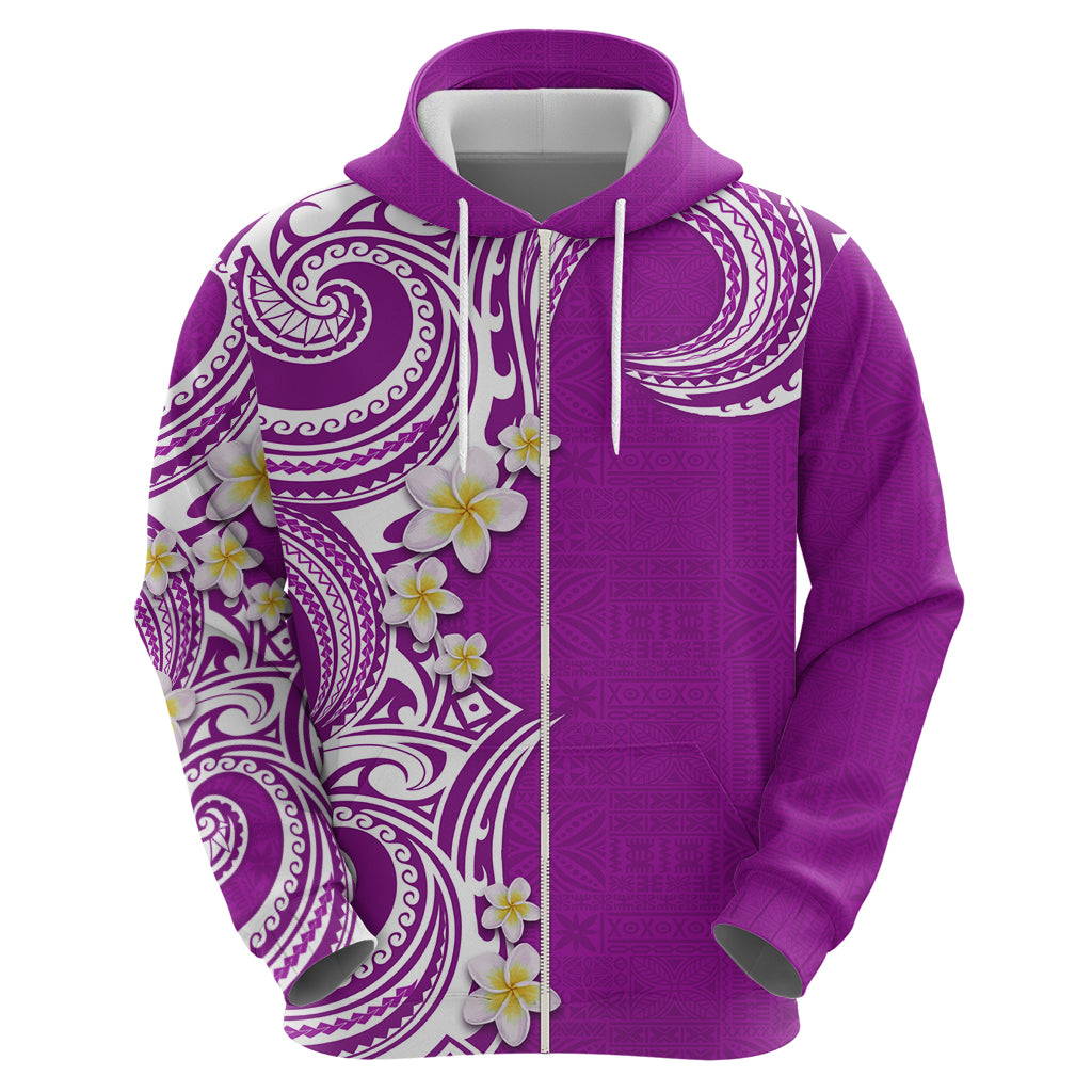 Aloha Polynesian Plumeria Flower Hoodie Purple Color