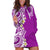 Aloha Polynesian Plumeria Flower Hoodie Dress Purple Color