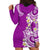 Aloha Polynesian Plumeria Flower Hoodie Dress Purple Color