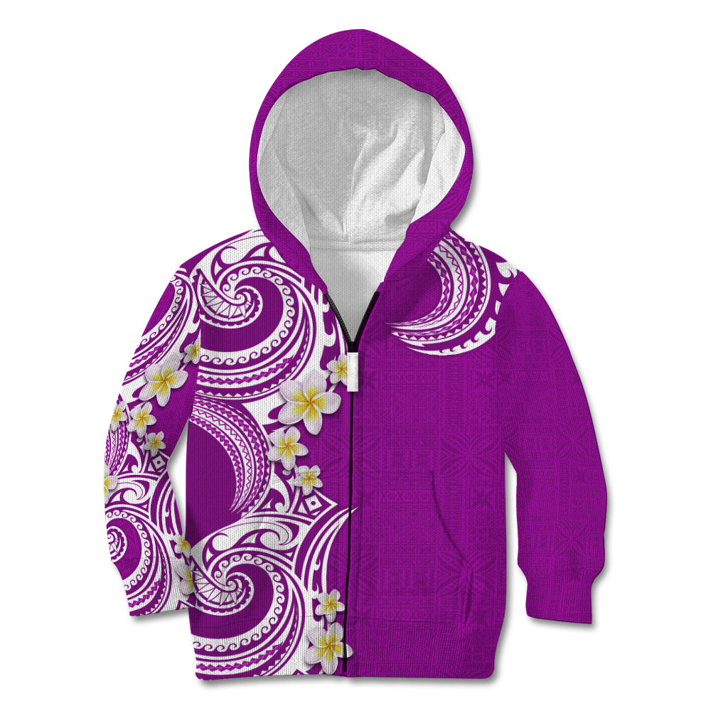 Aloha Polynesian Plumeria Flower Kid Hoodie Purple Color
