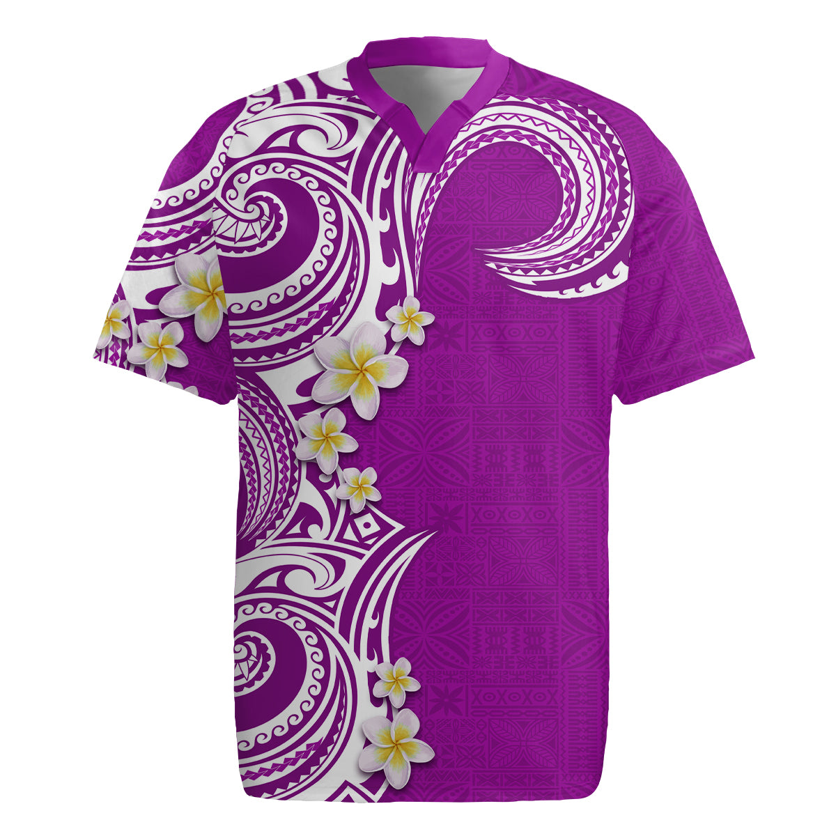 Aloha Polynesian Plumeria Flower Rugby Jersey Purple Color