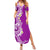 Aloha Polynesian Plumeria Flower Summer Maxi Dress Purple Color