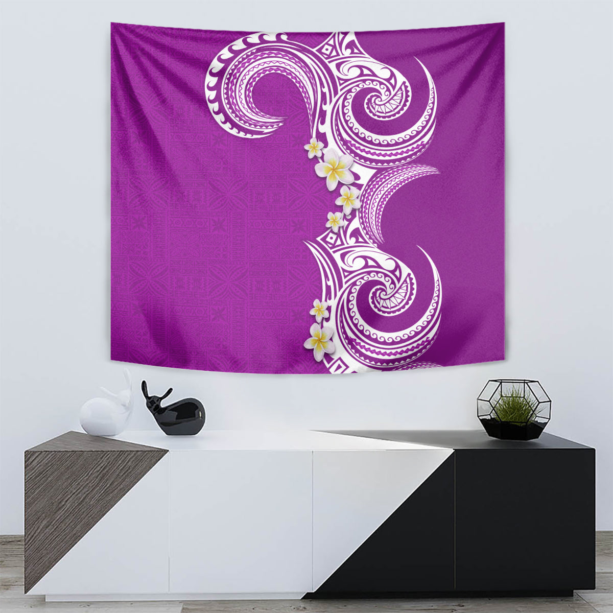 Aloha Polynesian Plumeria Flower Tapestry Purple Color
