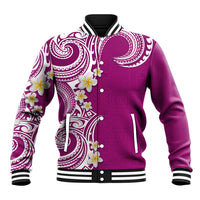 Aloha Polynesian Plumeria Flower Baseball Jacket Pink Color