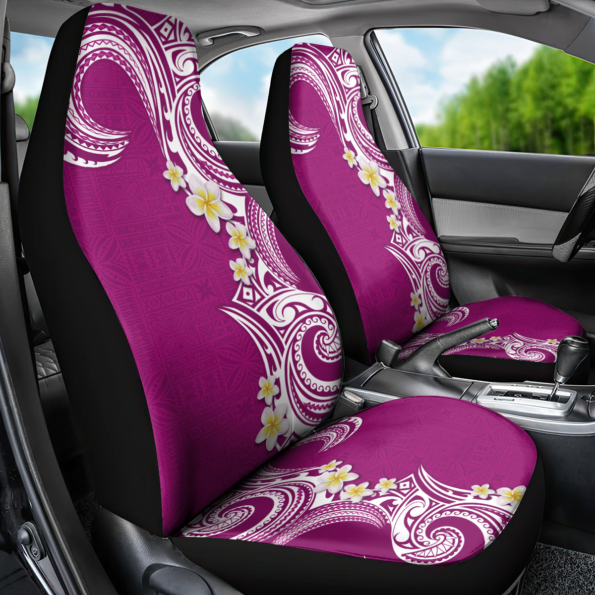 Aloha Polynesian Plumeria Flower Car Seat Cover Pink Color