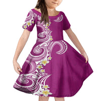 Aloha Polynesian Plumeria Flower Family Matching Puletasi and Hawaiian Shirt Pink Color LT03 Daughter's Dress Pink - Polynesian Pride