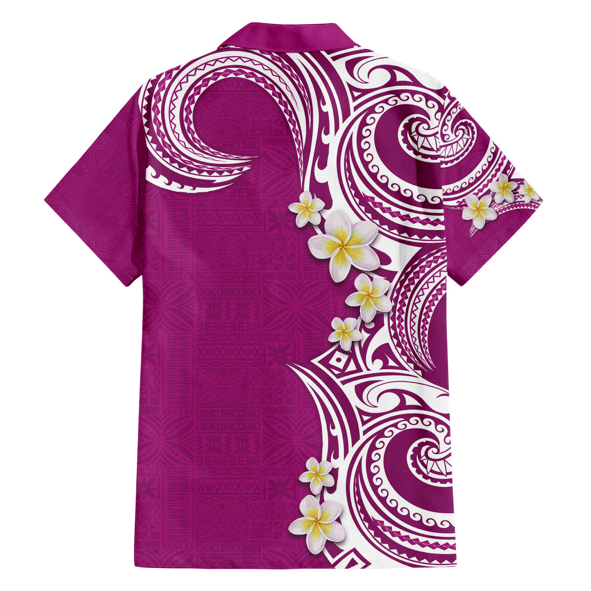 Aloha Polynesian Plumeria Flower Family Matching Puletasi and Hawaiian Shirt Pink Color LT03 - Polynesian Pride