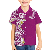 Aloha Polynesian Plumeria Flower Family Matching Puletasi and Hawaiian Shirt Pink Color LT03 Son's Shirt Pink - Polynesian Pride