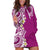 Aloha Polynesian Plumeria Flower Hoodie Dress Pink Color