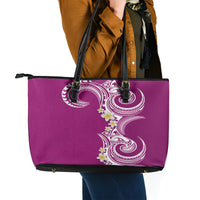 Aloha Polynesian Plumeria Flower Leather Tote Bag Pink Color