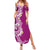 Aloha Polynesian Plumeria Flower Summer Maxi Dress Pink Color