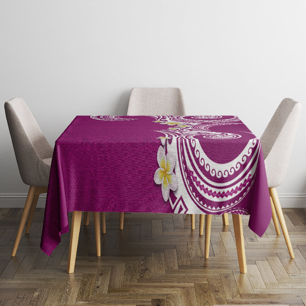 Aloha Polynesian Plumeria Flower Tablecloth Pink Color