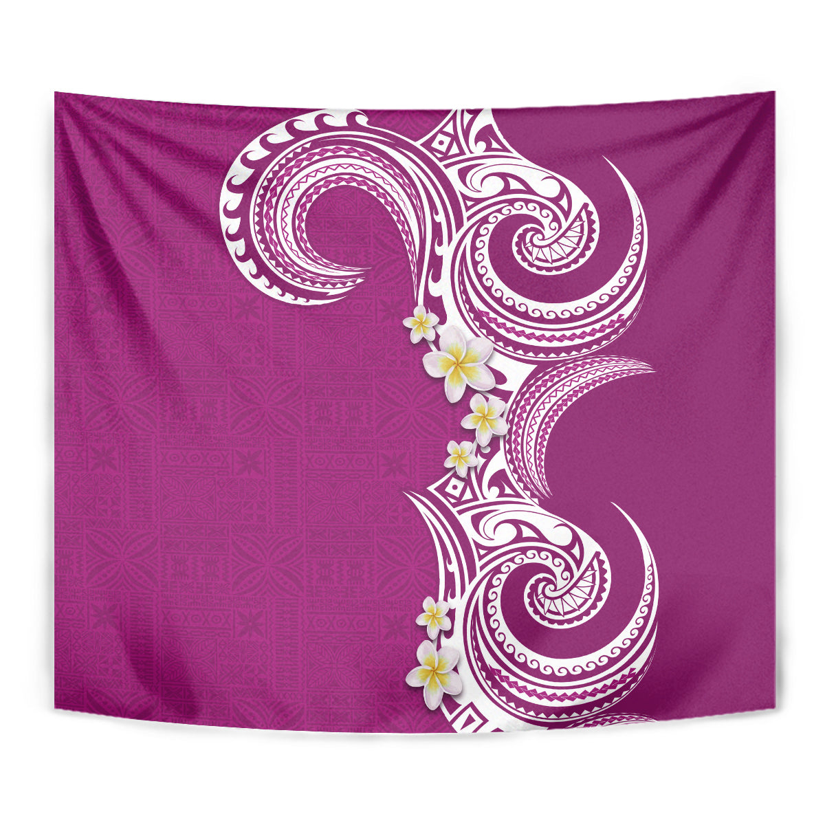 Aloha Polynesian Plumeria Flower Tapestry Pink Color