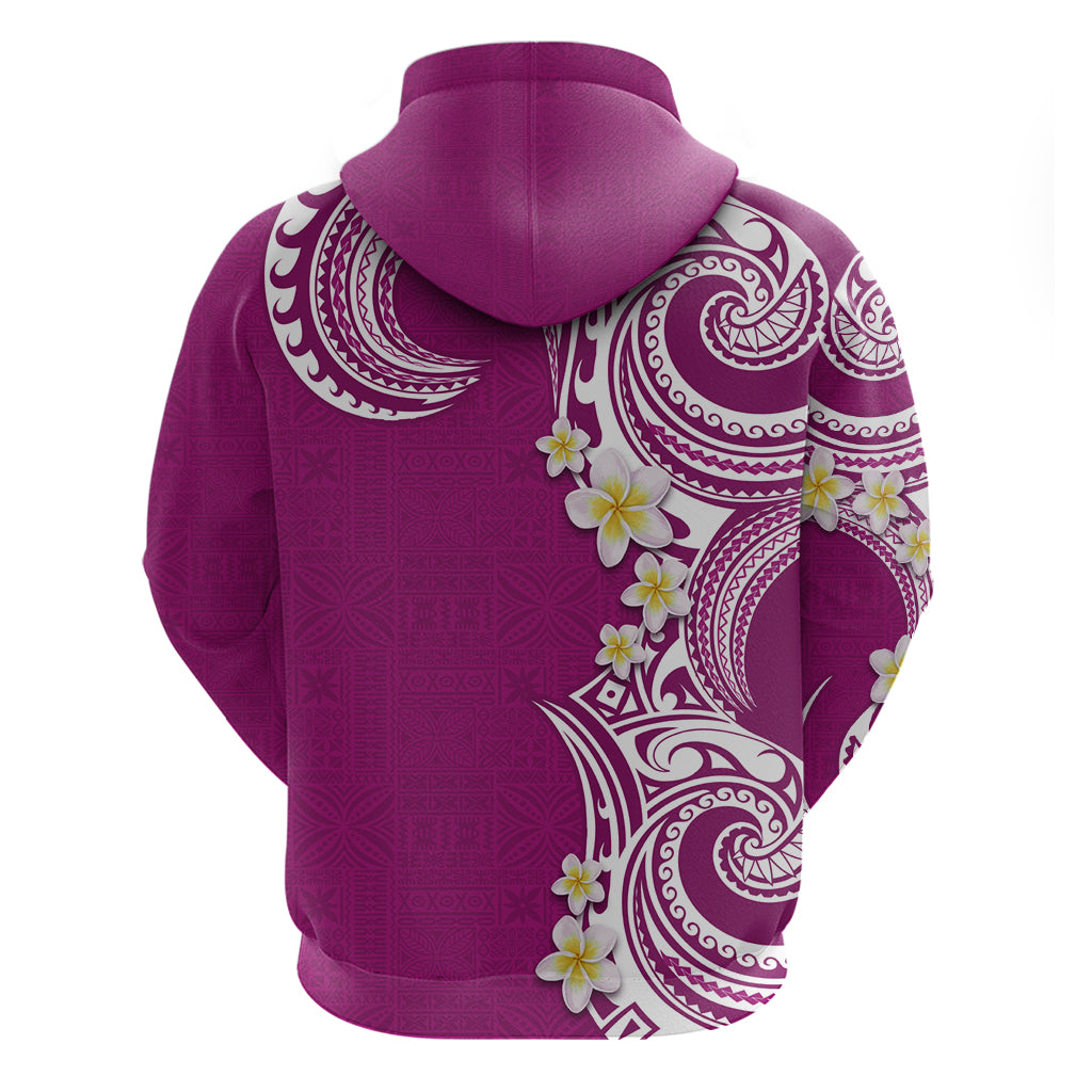 Aloha Polynesian Plumeria Flower Zip Hoodie Pink Color