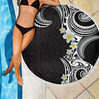 Aloha Polynesian Plumeria Flower Beach Blanket Black White Color