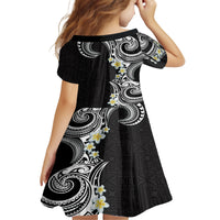 Aloha Polynesian Plumeria Flower Family Matching Puletasi and Hawaiian Shirt Black White Color LT03 - Polynesian Pride