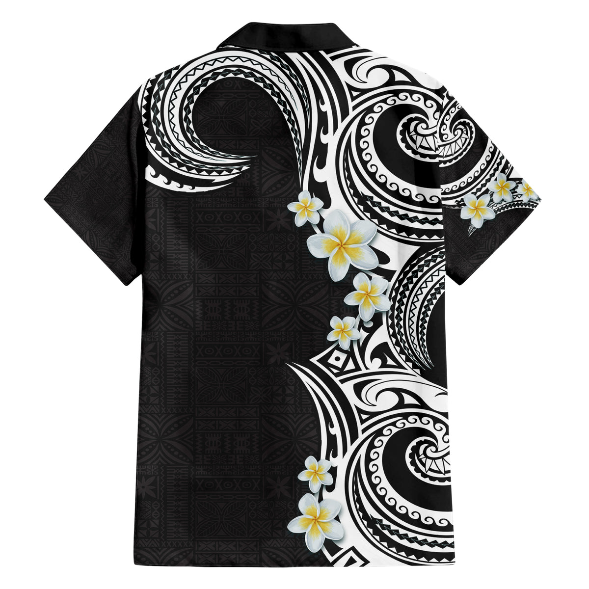 Aloha Polynesian Plumeria Flower Family Matching Short Sleeve Bodycon Dress and Hawaiian Shirt Black White Color LT03 - Polynesian Pride