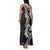 Aloha Polynesian Plumeria Flower Family Matching Tank Maxi Dress and Hawaiian Shirt Black White Color