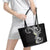 Aloha Polynesian Plumeria Flower Leather Tote Bag Black White Color