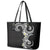 Aloha Polynesian Plumeria Flower Leather Tote Bag Black White Color