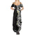 Aloha Polynesian Plumeria Flower Summer Maxi Dress Black White Color