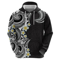 Aloha Polynesian Plumeria Flower Zip Hoodie Black White Color LT03 - Polynesian Pride