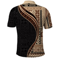 Samoa Siapo Motif and Tapa Pattern Half Style Polo Shirt Beige Color