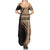 Samoa Siapo Motif and Tapa Pattern Half Style Summer Maxi Dress Beige Color