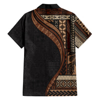 Samoa Siapo Motif and Tapa Pattern Half Style Family Matching Tank Maxi Dress and Hawaiian Shirt Black Color