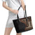 Samoa Siapo Motif and Tapa Pattern Half Style Leather Tote Bag Black Color