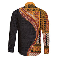 Samoa Siapo Motif and Tapa Pattern Half Style Family Matching Puletasi and Hawaiian Shirt Yellow Color