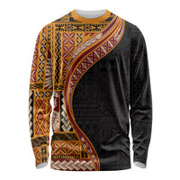 Samoa Siapo Motif and Tapa Pattern Half Style Long Sleeve Shirt Yellow Color