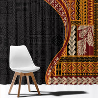 Samoa Siapo Motif and Tapa Pattern Half Style Window Curtain Yellow Color