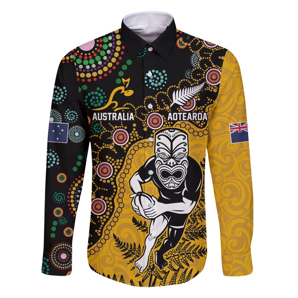 Custom New Zealand and Australia Rugby Family Matching Tank Maxi Dress and Hawaiian Shirt Maori Warrior With Aboriginal Version