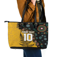 Custom New Zealand and Australia Rugby Leather Tote Bag Maori Warrior With Aboriginal Version