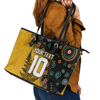 Custom New Zealand and Australia Rugby Leather Tote Bag Maori Warrior With Aboriginal Version
