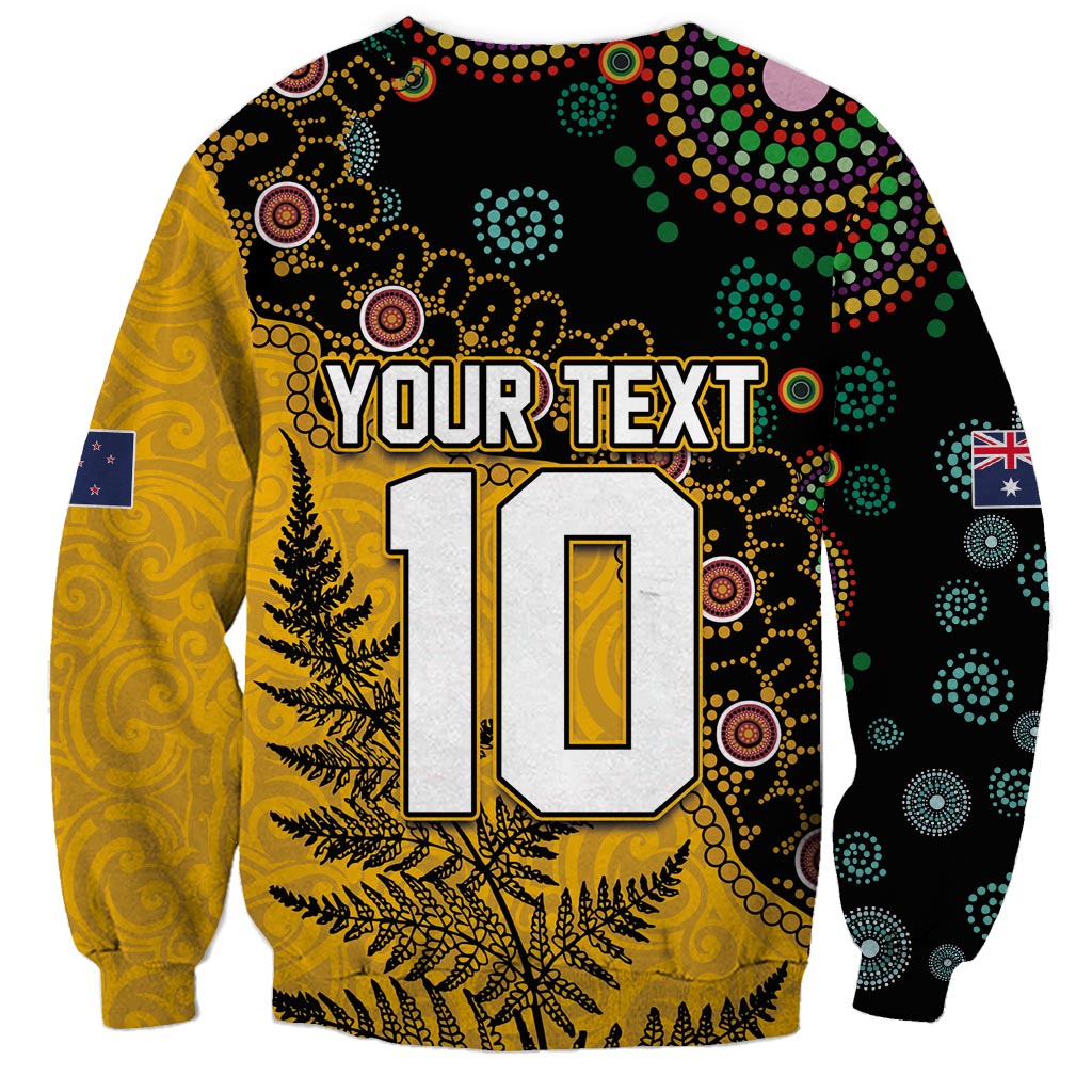Custom New Zealand and Australia Rugby Sweatshirt Maori Warrior With Aboriginal Version