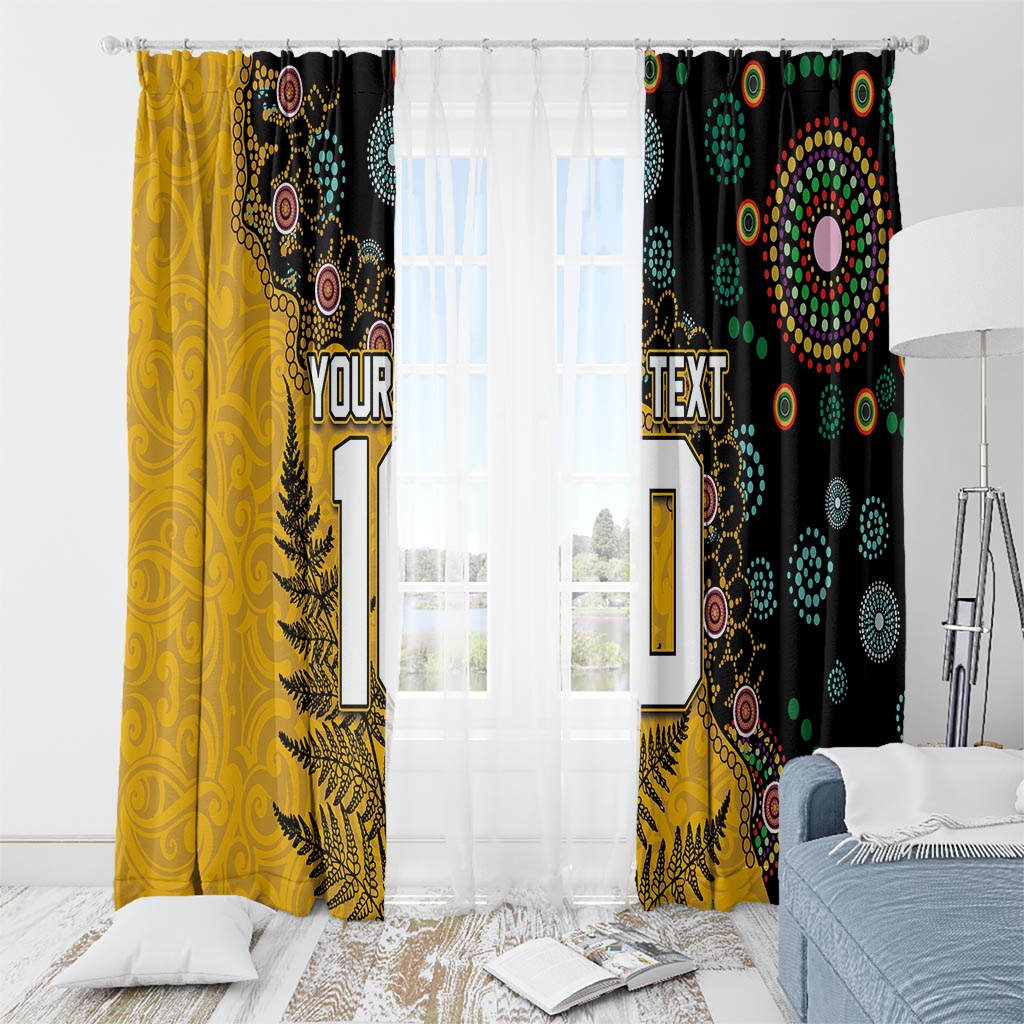 Custom New Zealand and Australia Rugby Window Curtain Maori Warrior With Aboriginal Version