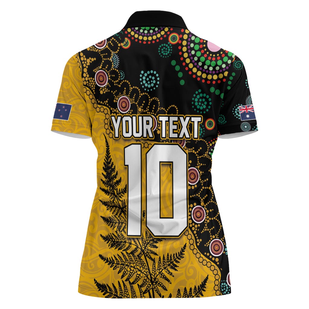 Custom New Zealand and Australia Rugby Women Polo Shirt Maori Warrior With Aboriginal Version