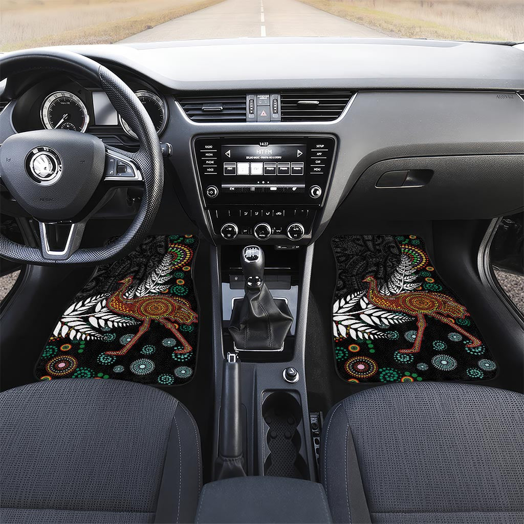 New Zealand Fern and Australia Emu Car Mats Aboriginal Mix Maori Pattern