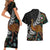 New Zealand Fern and Australia Emu Couples Matching Short Sleeve Bodycon Dress and Hawaiian Shirt Aboriginal Mix Maori Pattern