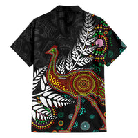 New Zealand Fern and Australia Emu Family Matching Puletasi and Hawaiian Shirt Aboriginal Mix Maori Pattern LT03 - Polynesian Pride