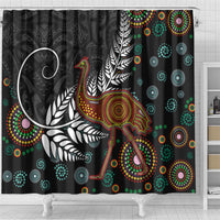 New Zealand Fern and Australia Emu Shower Curtain Aboriginal Mix Maori Pattern
