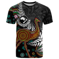 New Zealand Fern and Australia Emu T Shirt Aboriginal Mix Maori Pattern
