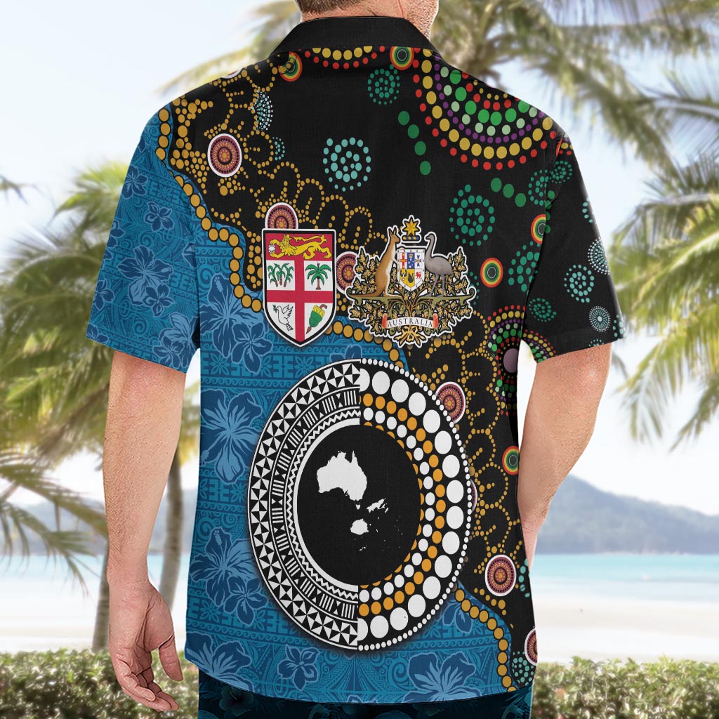 Fiji Palm Tree and Australia Kangaroo Hawaiian Shirt Aboriginal Mix Tapa Pattern LT03 - Polynesian Pride