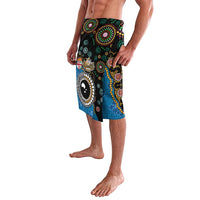 Fiji Palm Tree and Australia Kangaroo Lavalava Aboriginal Mix Tapa Pattern LT03 - Polynesian Pride